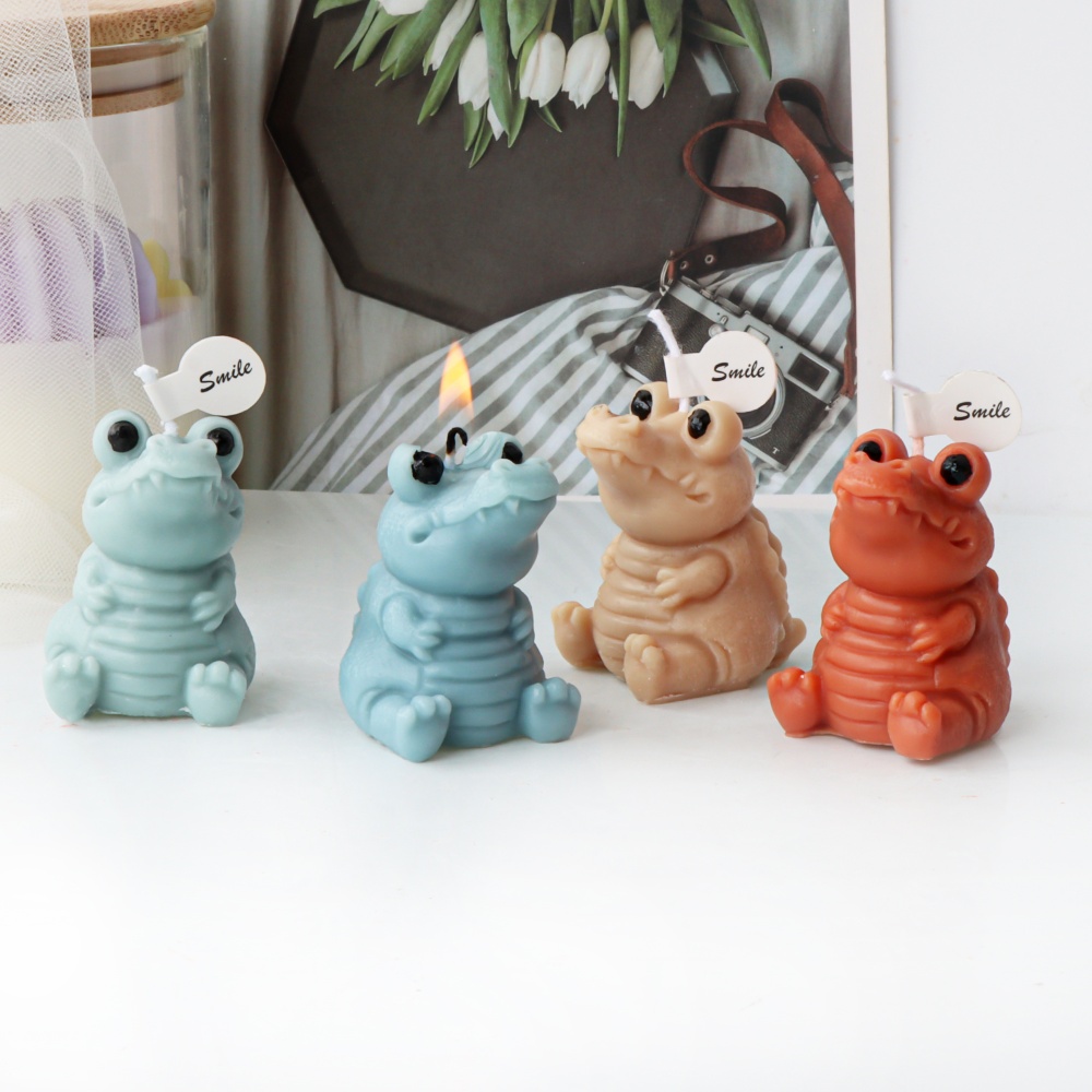 Soap Making Gifts - 3Dかわいいワニキャンドルシリコンモールド愛らしい笑顔アリゲーター石鹸樹脂石膏ケーキベーキングモールド家の装飾ギフト作り用