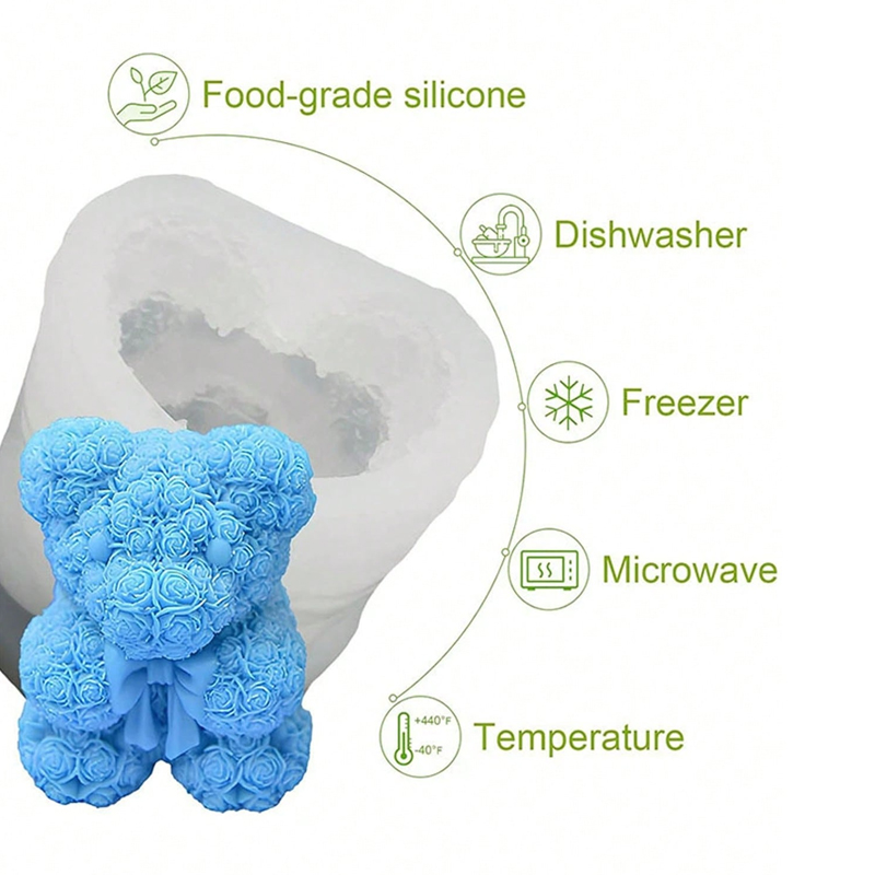バラの弓の形をしたクマのキャンドルシリコンモールド、バレンタ - Soap Making Gifts のレビューと価格